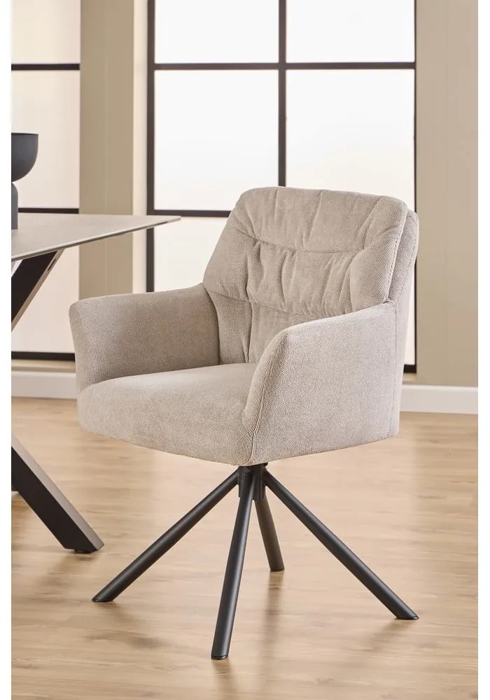 Sedia da pranzo beige in imbottito con braccioli Alonso – Actona