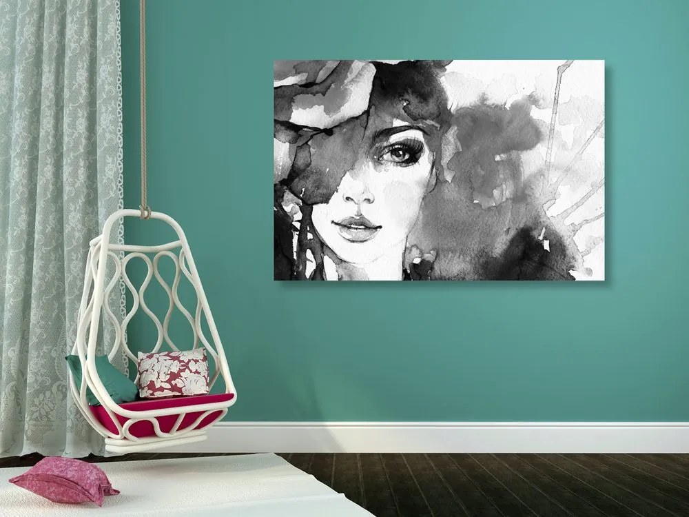 Quadro su tela – Ritratto di donna in bianco e nero