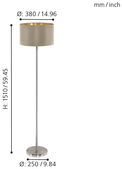 Eglo 95171 - Lampada con piedistallo MASERLO 1xE27/60W/230V