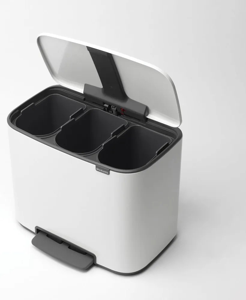 Cestino per la spazzatura in acciaio bianco per raccolta differenziata/con pedale 33 l Bo – Brabantia