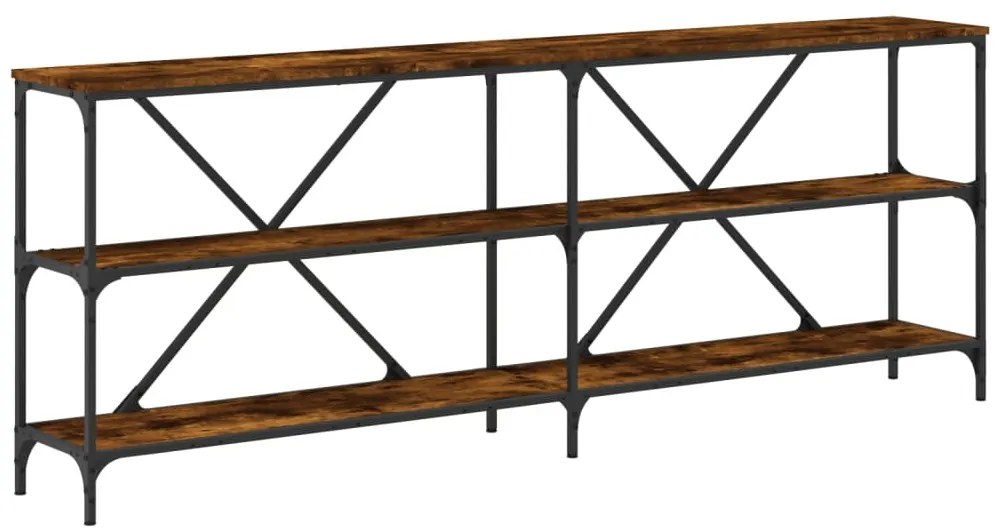Tavolo consolle rovere fumo 200x30x75cm legno multistrato ferro