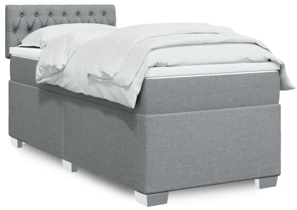 Giroletto A Molle Con Materasso Grigio Chiaro 90x200 Cm Tessuto /