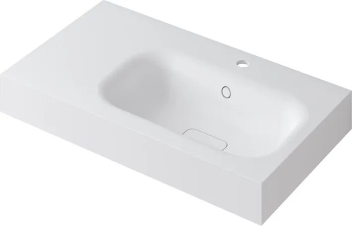 Lavabo a incasso rettangolare vasca a destra L 80.5 x H 15 x P 46 cm in resina bianco lucido