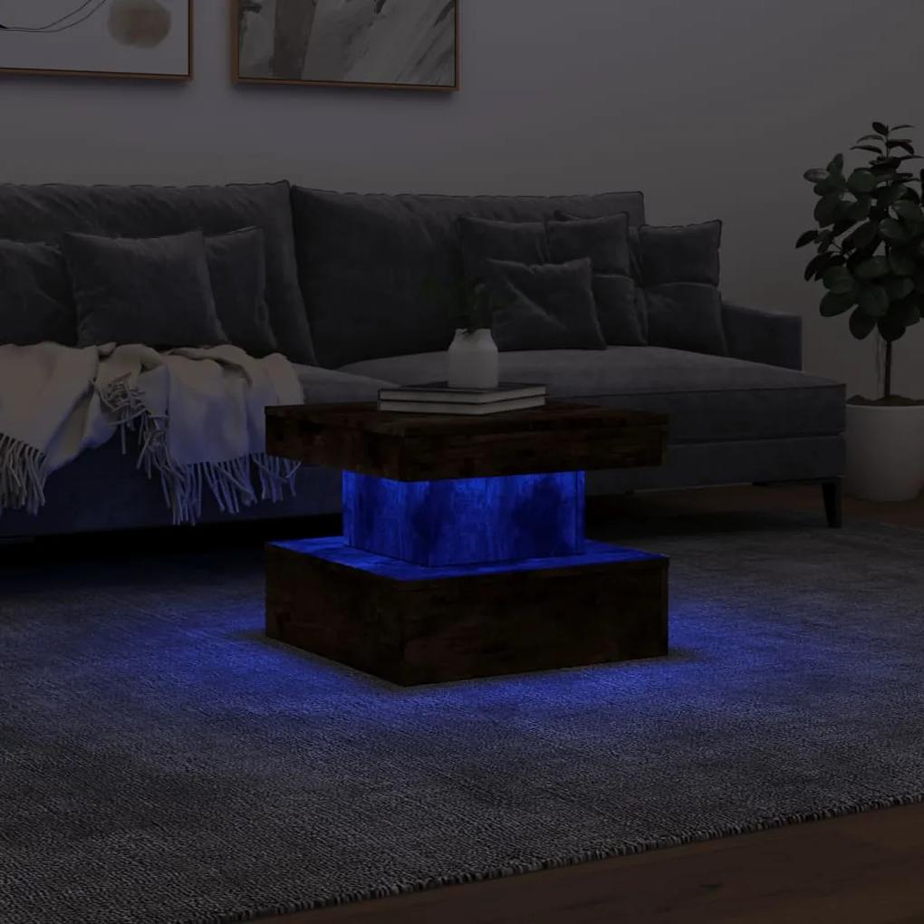 Tavolino da soggiorno con luci led rovere sonoma 50x50x40 cm