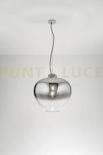Sospensione vetro e metallo fumé specchiato sfumato e cromo lucido ...