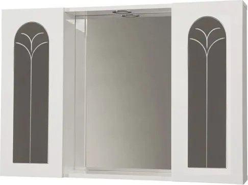 Specchiera bagno 91 cm Bianco Lucido a 2 ante palme con luce LED