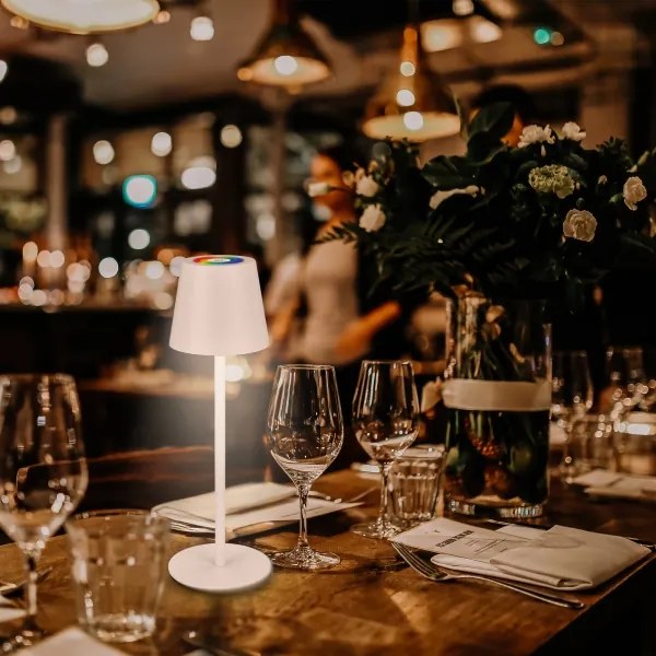 Briloner 7517016 - Lampada da tavolo LED RGB dimmerabile CILANO 3W/5V IP44 2000 mAh bianca