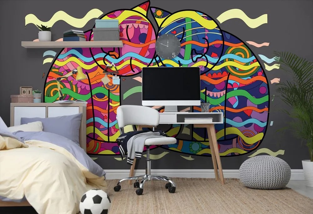 Carta da parati – Gatti innamorati in stile pop art