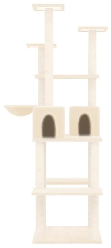 Albero per gatti con tiragraffi in sisal crema 167 cm