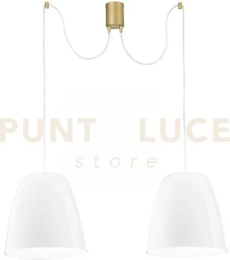 Lampadario a sospensione ares bianca 250cm in vetro soffiato 2 luci...