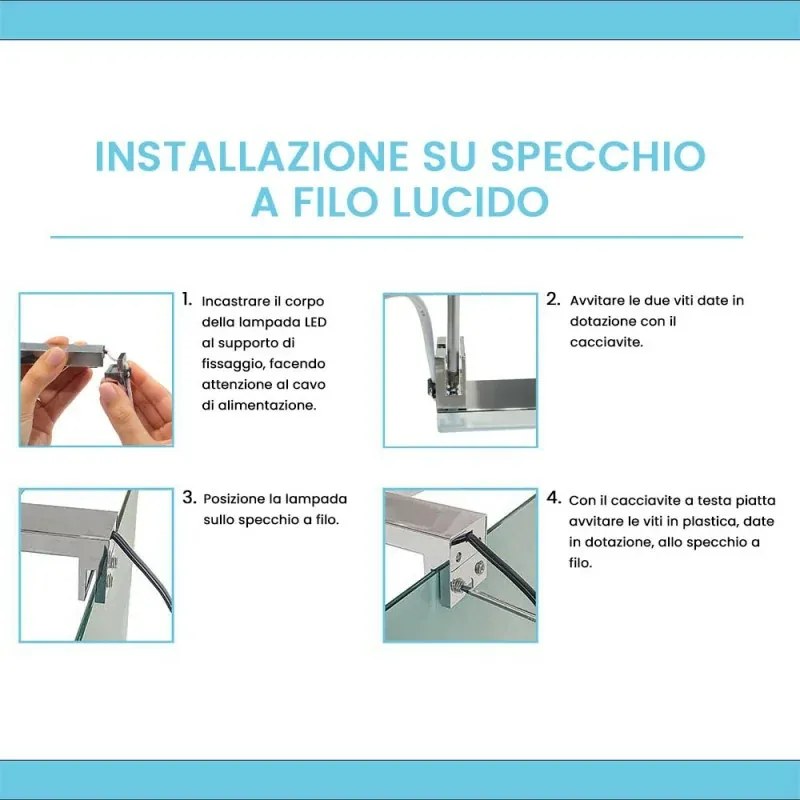 Specchio LED 50x70 cm reversibile con illuminazione naturale