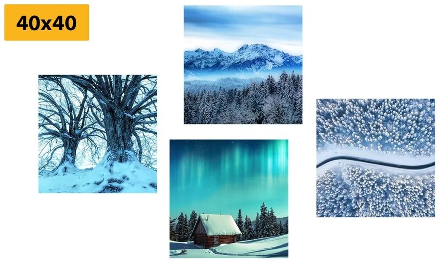 Set di quadri – Paesaggio innevato