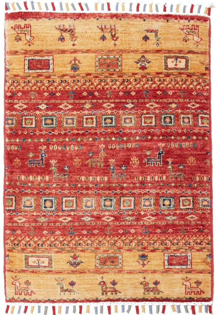 Gabbeh Tappeto 80x60 Rosa (Pakistan) Tessuto A Mano