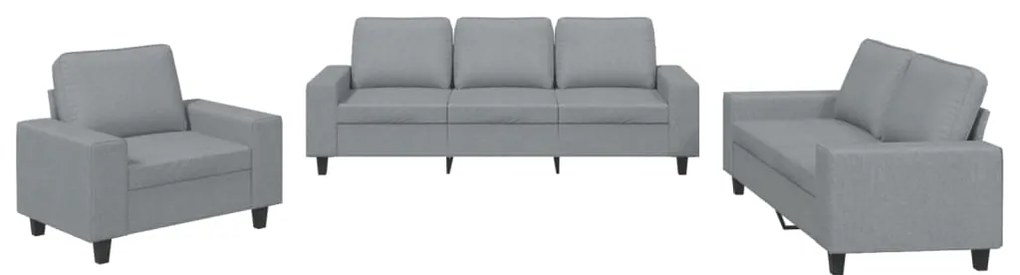 Set di divani 3 pz grigio chiaro in tessuto
