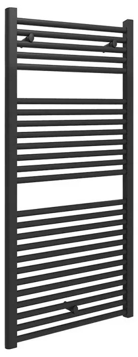 Termoarredo design nero opaco L 50x120 interasse 45 cm con kit valvole