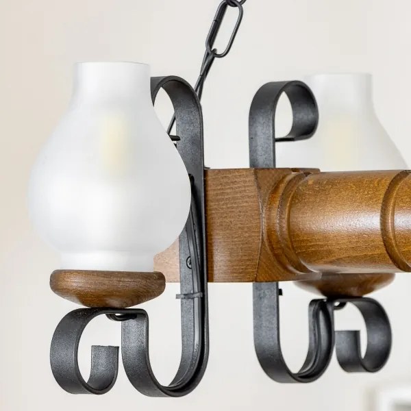 Brilagi - Lampadario a sospensione con catena RUSTIC 4xE14/40W/230V faggio/noce