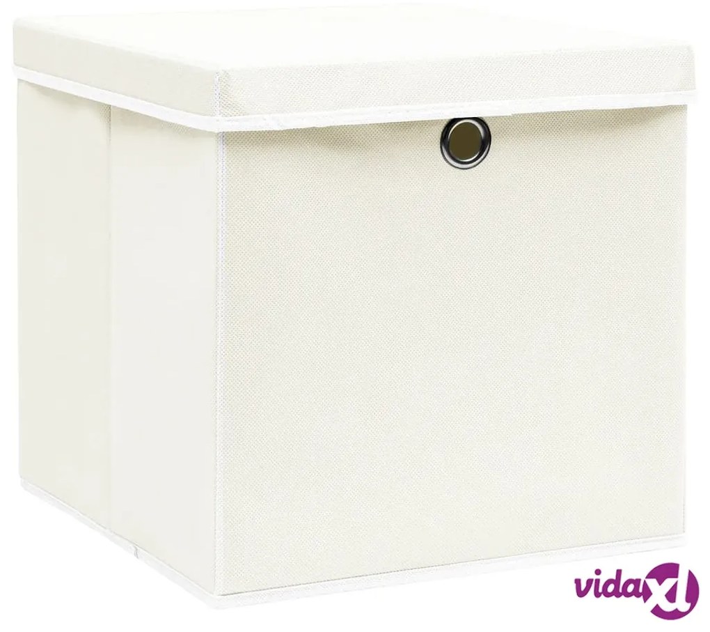 vidaXL Scatole Portaoggetti con Coperchi 4pz Bianco 32x32x32cm Tessuto