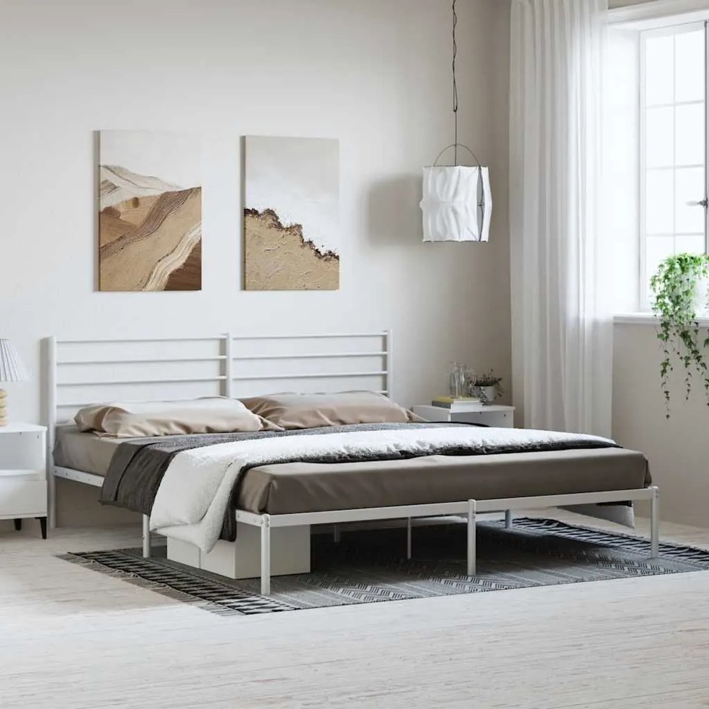 Giroletto Con Testiera Metallo Bianco 183x213 Cm /