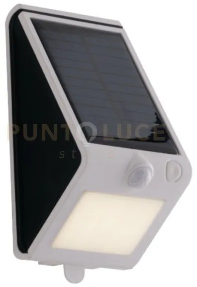 Applique led open bianca 3w 300lm 4000k con pannello solare e senso...