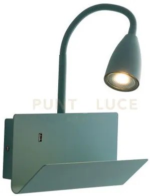 Applique a parete gulp flessibile verde con usb 2a 1 luce attacco g...