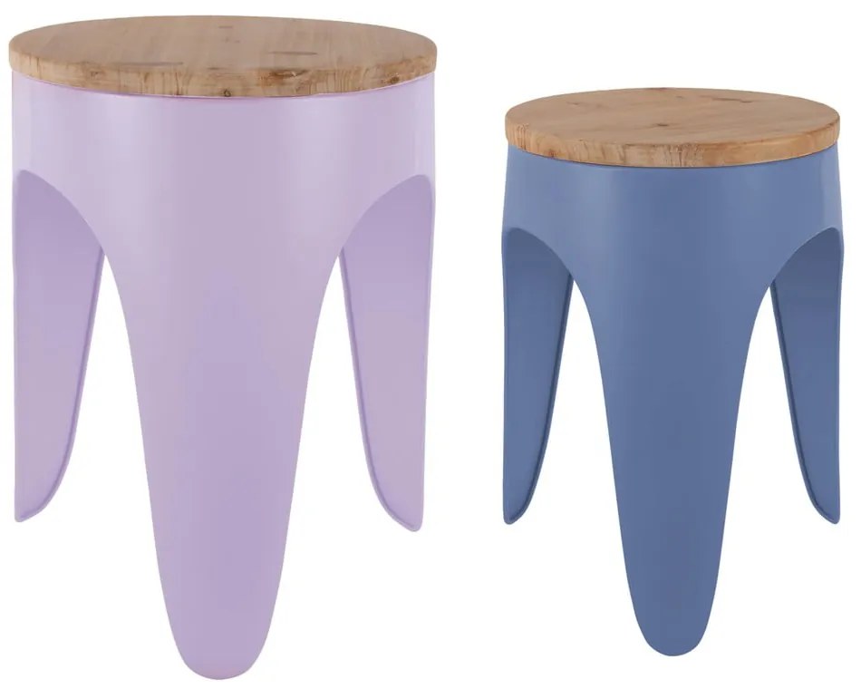 Set di sgabelli blu/viola in metallo 2 pz Double Funky – Leitmotiv