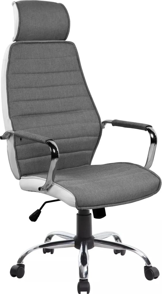 Sedia da ufficio Q-035 bianca e grigia – 59x52x121 cm