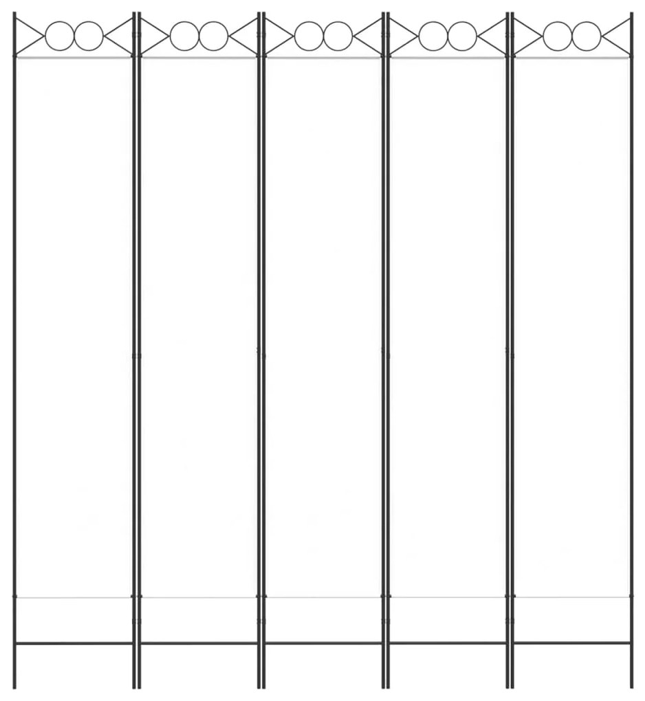 Divisorio a 5 pannelli bianco 200x220 cm tessuto