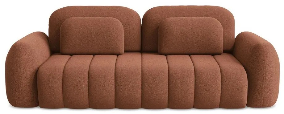 Divano color terracotta allungabile/con contenitore con rivestimento in bouclé 266 cm Pele – Makamii