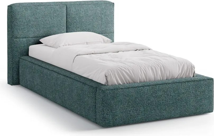 Letto singolo imbottito turchese con contenitore con rete inclusa 90x200 cm Darren – Micadoni