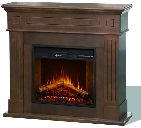 Camino elettrico da terra in legno Noce CAMBRIDGE 110x36x100h cm