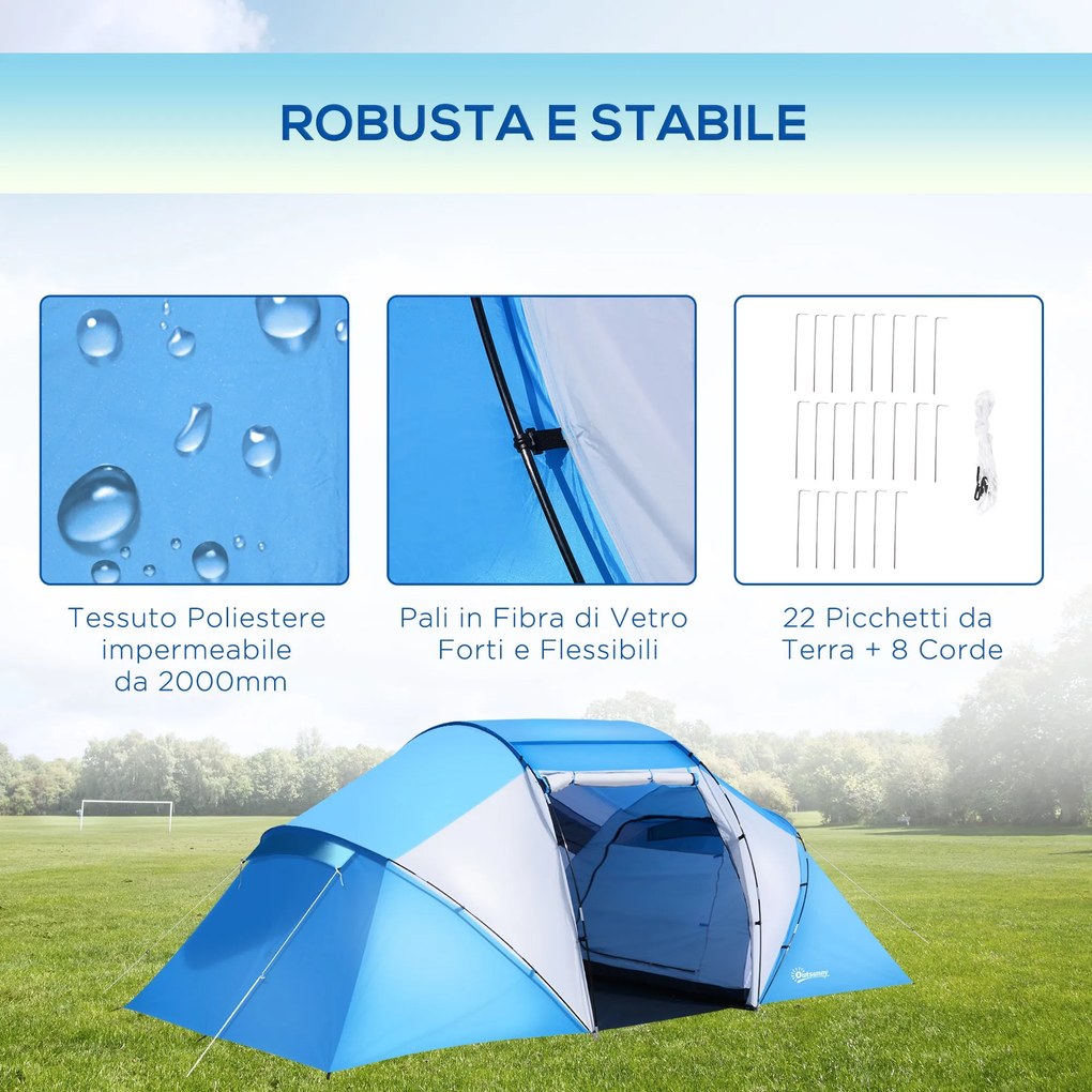 Tenda da Campeggio per 6 Persone 460x230x195 cm...