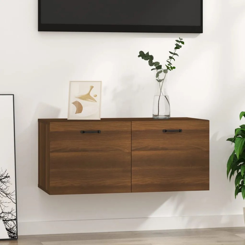 Mobile A Parete Rovere Marrone 80x36,5x35 Cm Legno Multistrato /