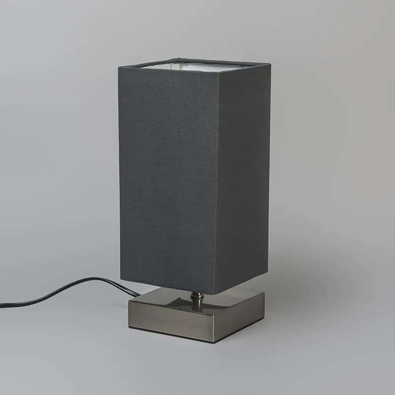 Lampada da tavolo moderna grigia con acciaio - Milo