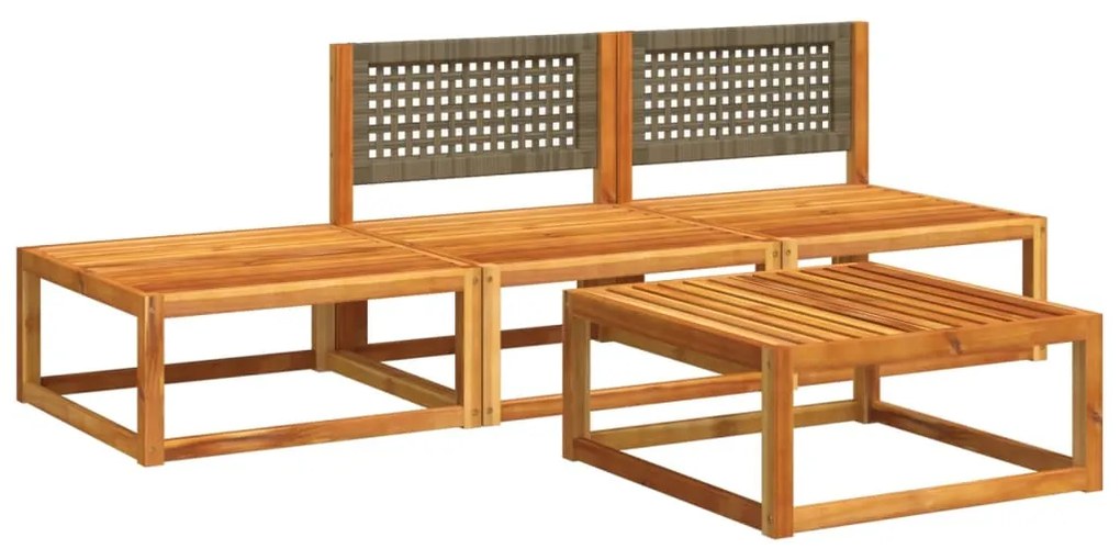 Set divani da giardino 4pz con cuscini legno massello di acacia