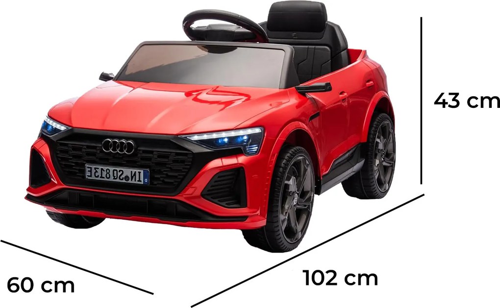 Macchina Elettrica per Bambini 12V Licenza Ufficiale Audi SQ8 E-Tron con Telecomando e Sedile Pelle Rosso...