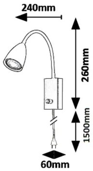 Rabalux 6720 - Luce Spot da parete MIKA 1xGU10/25W/230V