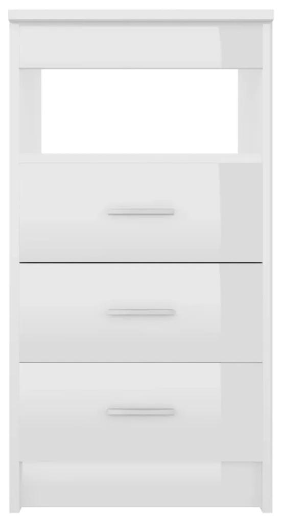 Cassettiera Bianco Lucido 40x50x76 cm in Legno Multistrato