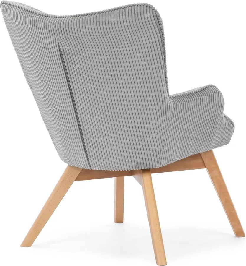 Poltrona grigia con rivestimento in velluto a coste Niko – Ropez