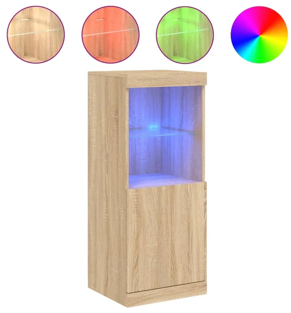 Credenza con Luci LED Rovere Sonoma 41x37x100 cm