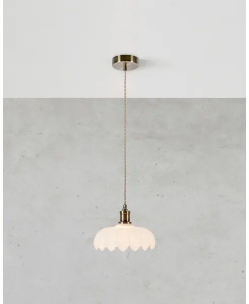 Markslöjd 108857 - Lampadario a sospensione con filo KURAGE 1xE27/40W/230V ottone/bianco