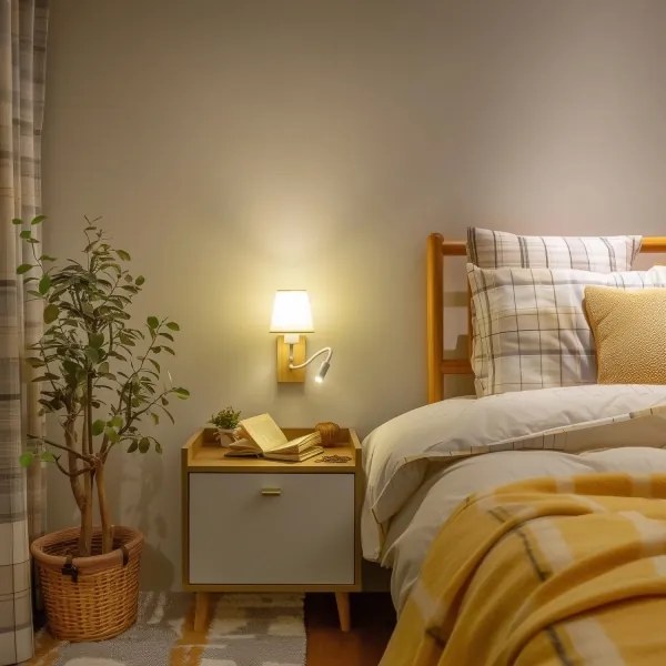 Brilagi - Applique a LED NUBILA WOOD 1xE27/25W/230V + LED/3W quercia/color crema