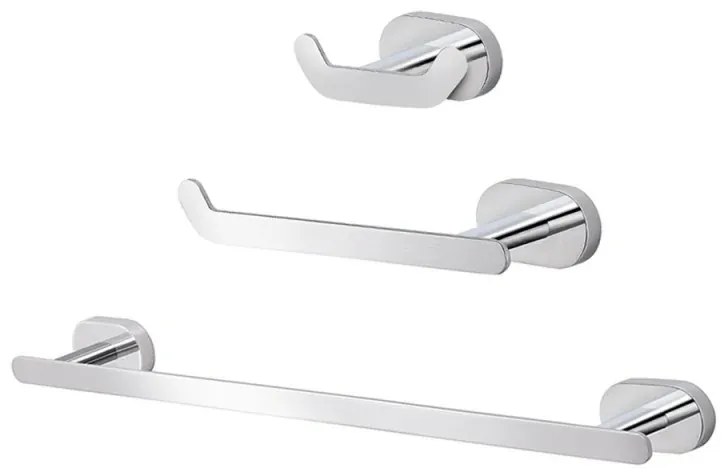 Set bagno 3 pezzi a muro in acciaio inox cromo Bernina