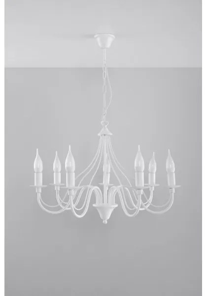 Lampadario a sospensione con catena MINERWA 7 7xE14/40W/230V bianco