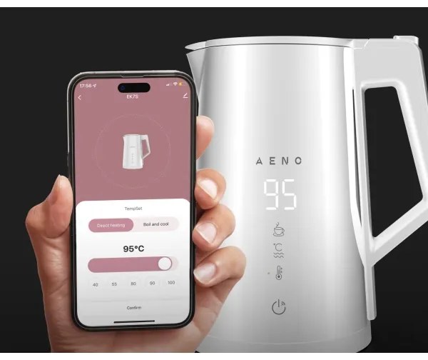 AENO - Bollitore smart con LED display 1,7 l 2200W/230V bianco