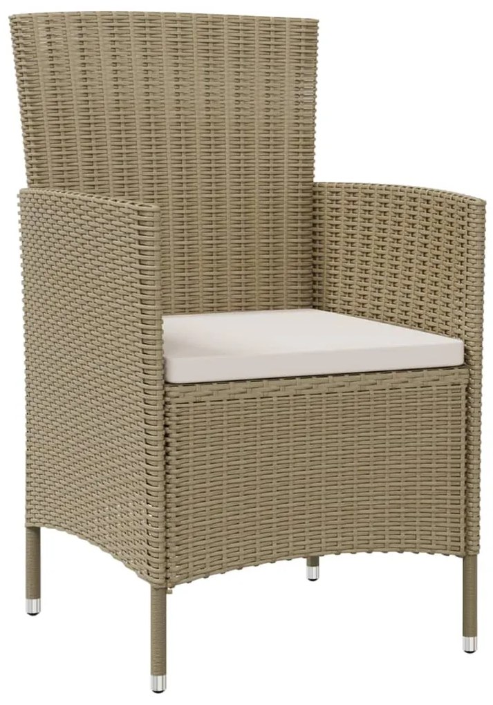 Set da Pranzo da Giardino 9 pz con Cuscini in Polyrattan Beige