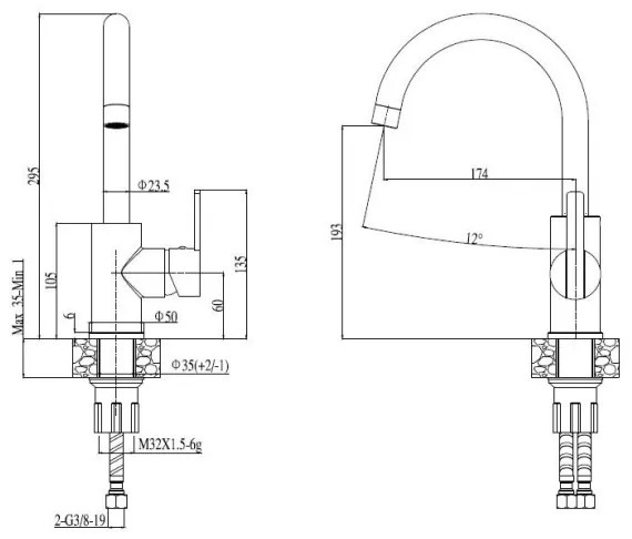 ALVEUS SET0026 - Lavello da cucina LINE + miscelatore per lavello TONIA 29,5 cm satinato/cromato