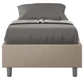 Letto singolo con rete imbottito 80x200 similpelle tortora Azelia