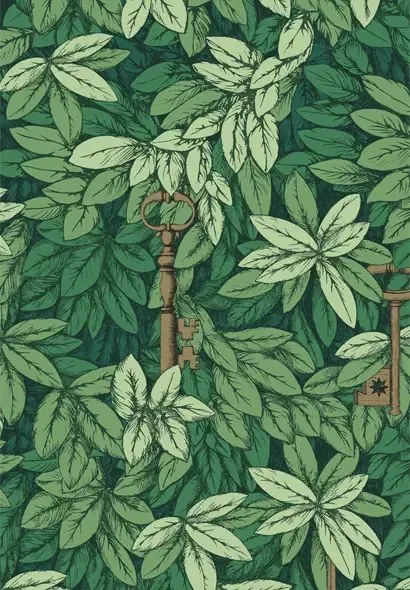 Cole & Son Carta da parati Chiavi Segrete - Leaf Green