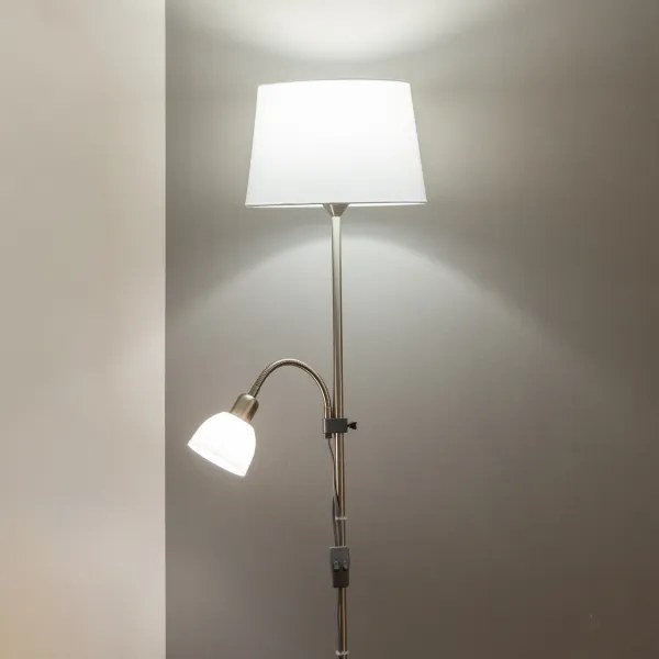 Brilagi - Lampada da terra CERIA 1xE27/100W/230V + 1xE14/25W cromo satinato/bianco