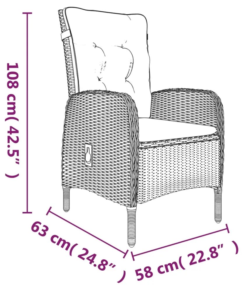 Set da Pranzo da Giardino 5 pz con Cuscini Nero